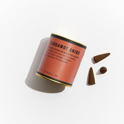 P.F. Candle Co. Wholesale - Bergamot Shiso Alchemy Scented Incense Cones Paper Tube of 30 - Product - Each cone burns for approximately 20-25 minutes each. Our wood-based incense cones are hand-dipped into fine fragrance oils at our Los Angeles factory. 