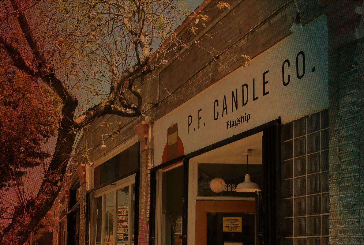 P.F. Candle Co. Wholesale - P.F. Over The Years - 2018: P.F. celebrates 10 years with 45 employees as we open our first brick and mortar shop in Echo Park, Los Angeles.