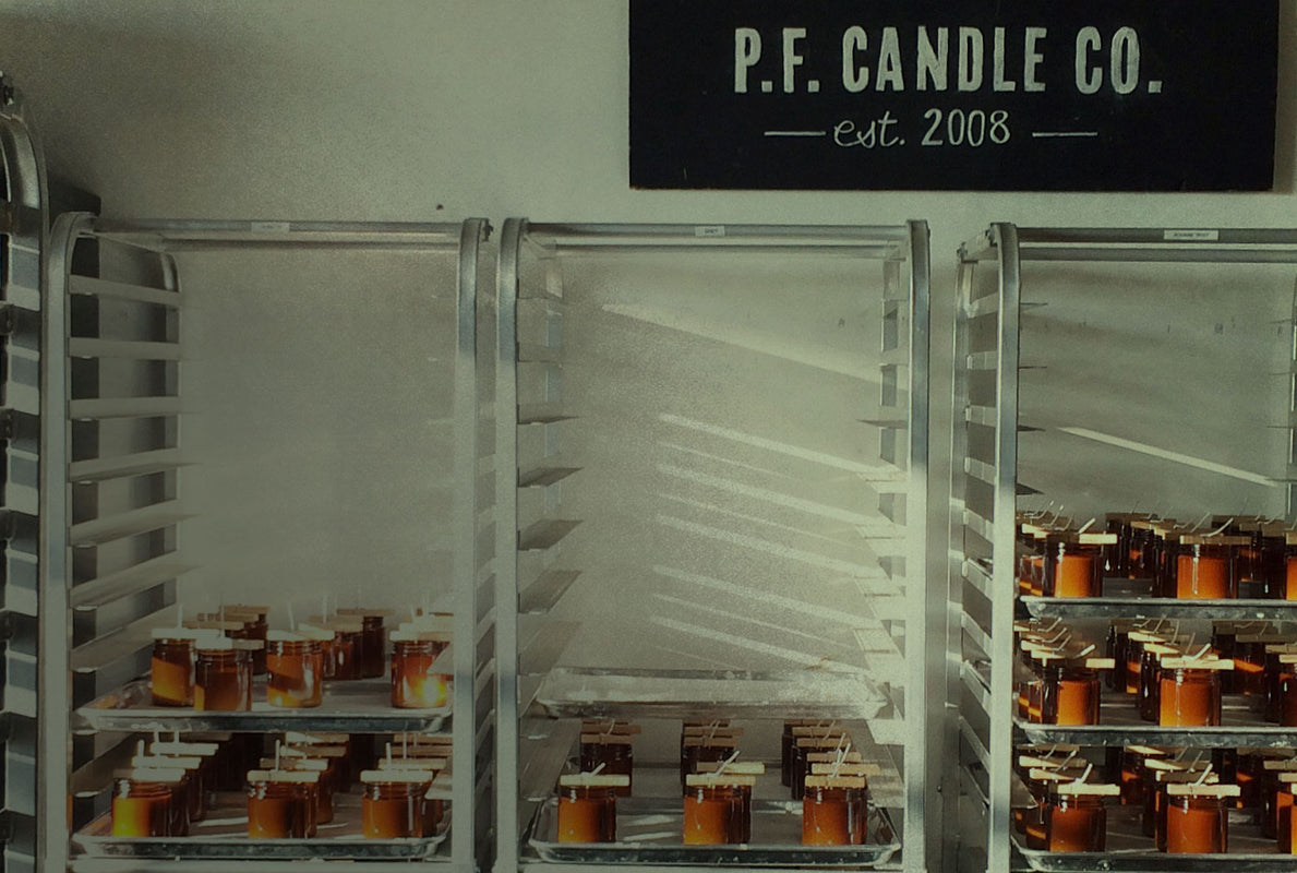 P.F. Candle Co. Wholesale - P.F. Over The Years - And after tons of questions about the whole 'French Fries' things, Pommes Frites Candle Co. turned into P.F. Candle Co. - just to make things easier. Business didn't slow. Kristen and Tom tied the kn