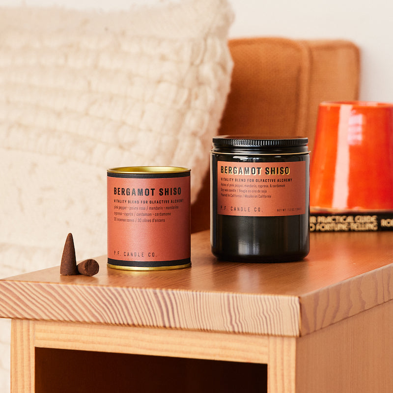 P.F. Candle Co. Wholesale Bergamot Shiso - Scent Family - Alchemy is a collection of candles and incense cones featuring science-backed blends meant to mimic the healing qualities of nature and boost your mood.