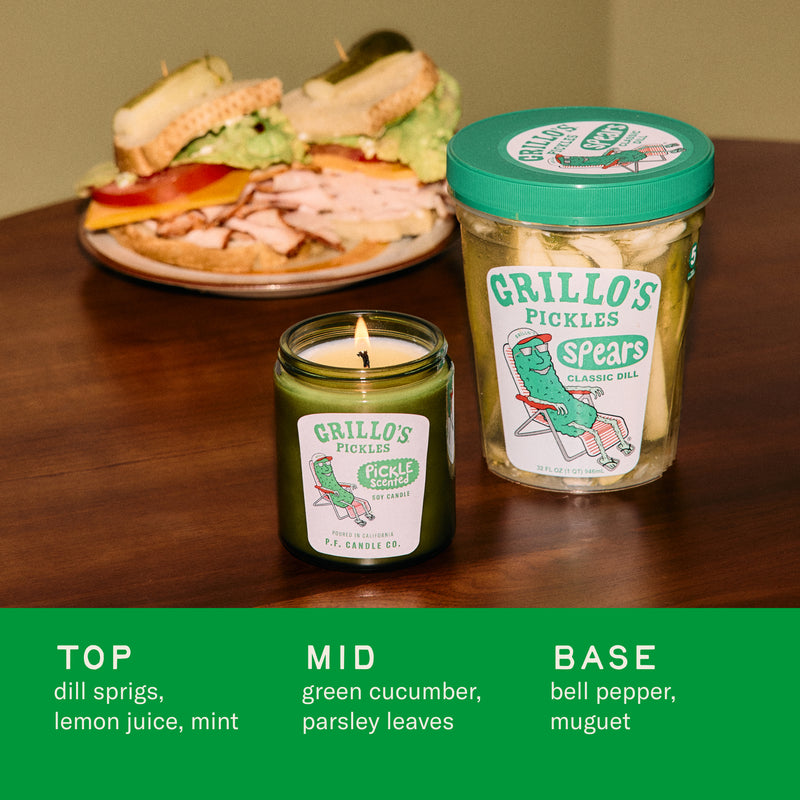 Grillo's x P.F. standard candle scent graohic