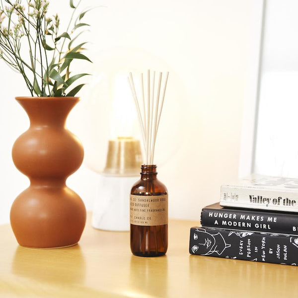 P.F. Candle Co. Wholesale Sandalwood Rose Reed Diffuser - Lifestyle - inspired by New York meets Los Angeles with scent notes of cashmere rose, oud, and sandalwood