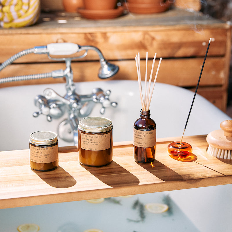 P.F. Candle Co. Wholesale Wild Herb Tonic Reed Diffuser - Scent Family - Shop the collection available as standard candle, reed diffusers, mini candle, and incense.
