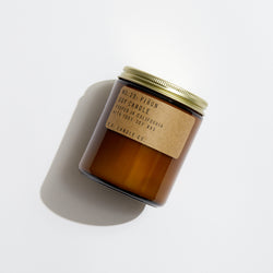 P.F. Candle Co. Wholesale - Piñon - Classic 7.2 oz Standard Soy Wax Candle - Product - Our 7.2 oz Standard Candles are hand-poured into apothecary inspired amber jars with our signature kraft label and a brass lid. This is our most popular size and is meant for dressers, countertops, nightstands – basically everywhere.