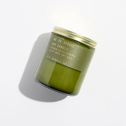 P.F. Candle Co. Wholesale Spruce Limited Winter Classics Candle - Product - Hand-poured into apothecary inspired amber jars with our signature kraft label and a brass lid.